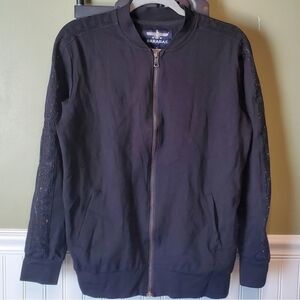 Greek Fret Louge Jacket Black Full Zip Slim Fit Men's Size S